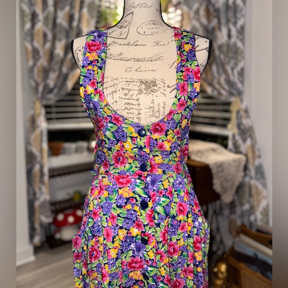 Vintage R.J. Stevens floral button down jumper dress - Picture 9 of 10